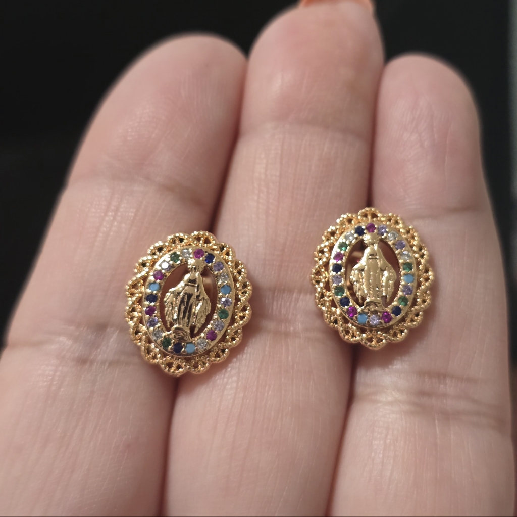 Gold And Blue Teardrop Filigree Earrings